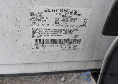 2015 Ford Edge Sel from USA, damaged, VIN 2FMTK4J92FBB59150
